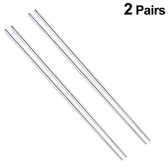 LOLIPPYY 2Pair 14 Inch Stainless Steel Chopsticks Plated Silver with Grooved Tips for Kitchen Use