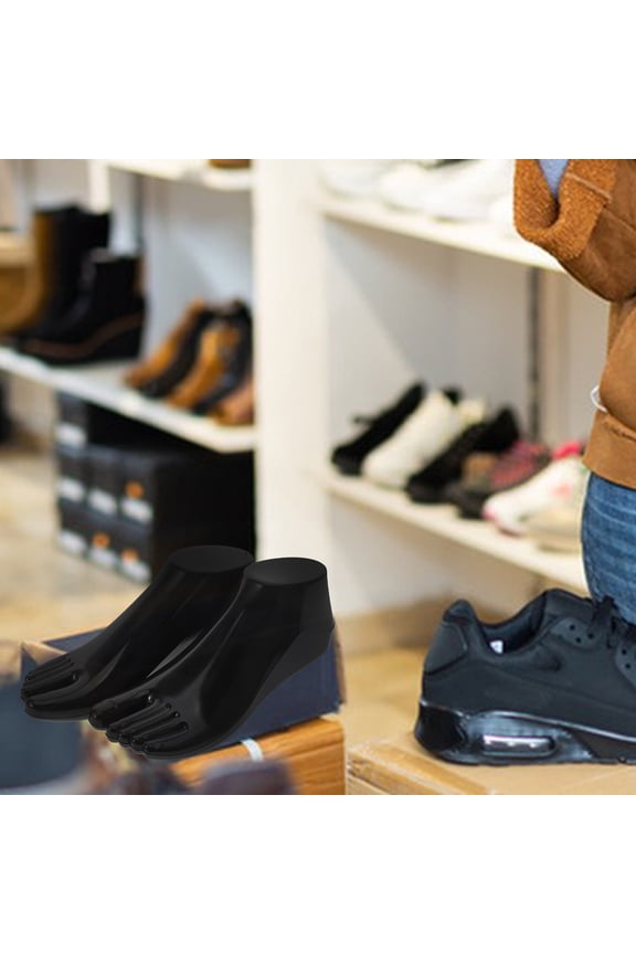 2Pairs Black Sock Display Stand with Lightweight Plastic Foot Model for Shoe and Sock Presentation