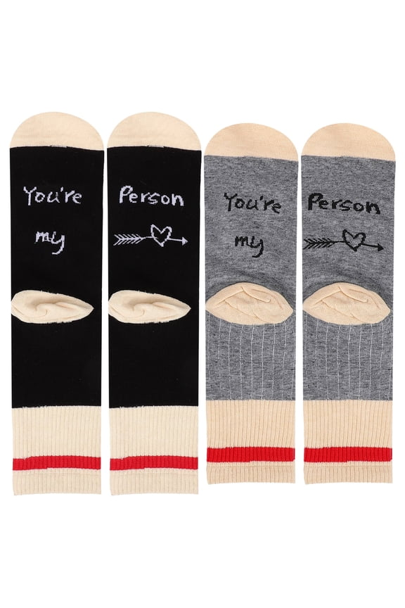 2 Pairs Cotton Couple Socks Mid Calf Soft Breathable Daily Wear Valentines Day
