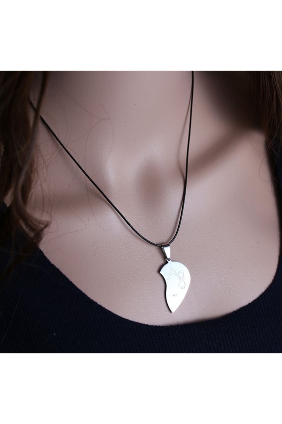 2Pairs Couples Necklace with Heart Pendant Multicolor Neck Accessories Jewelry Gift for Valentine's Day