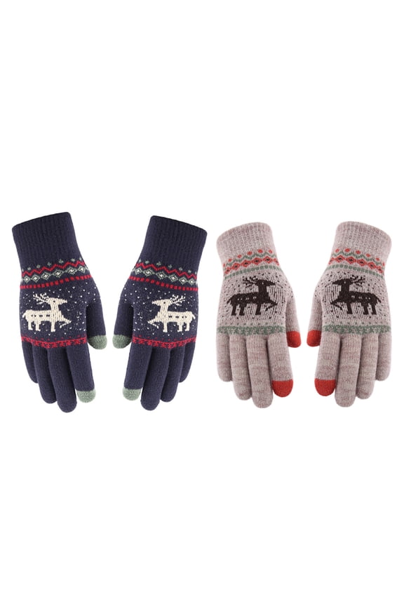 2 Pairs Winter Knit Gloves for Men and Women, Windproof Warm Outdoor Hand Warmers, Assorted Color Options
