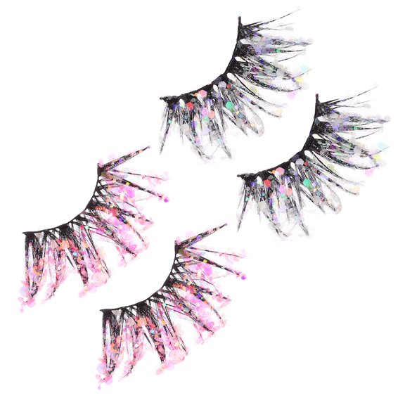 LOLIPPYY 2 Pairs Assorted Color Sequin Eyelashes with Dramatic 3D Effect for Enhanced Eye Look