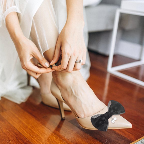 LOLIPPYY 2 Pairs Shoe Buckle Clips with Elegant Bowknot Design for High Heels, Flats, Wedding and Party Shoes