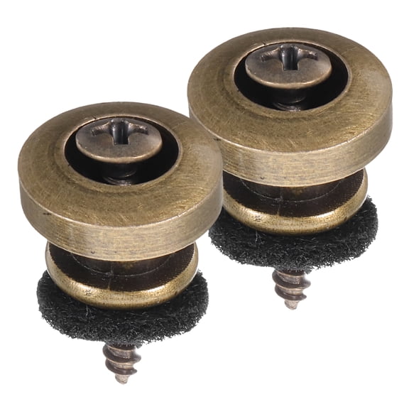 LOLIPPYY 2-Piece Metal Guitar Strap Lock Security Buttons with Screws and Gasket for Electric, Acoustic, Folk Guitar Replacement - Bronze & Black