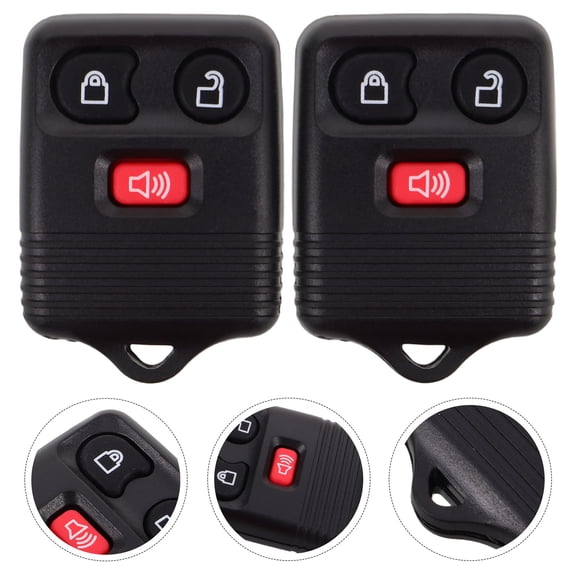 LOLIPPYY 2Pcs 3 Button Car Key Fob Remote Black Plastic Replacement for Stable Keyless Entry Access