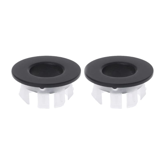 LOLIPPYY 2-Pack ABS Brass Sink Overflow Covers with Black Ceramic Basin Hole , Plumbing Accessories