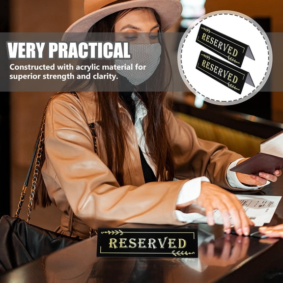 LOLIPPYY 2Pcs Acrylic Reserved Table Cards Black for Wedding Banquet Party Seating Arrangement