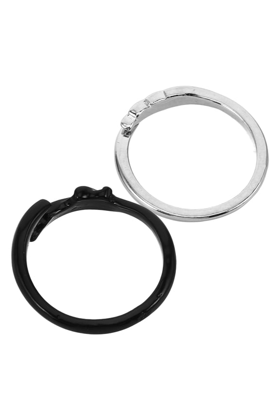 2Pcs Adjustable Angel Couples Rings Black Zinc Alloy Fashion