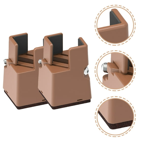 LOLIPPYY 2Pcs Adjustable Bed Frame Riser ABS Light Brown Anti Rust Furniture Lifting for Furniture Users