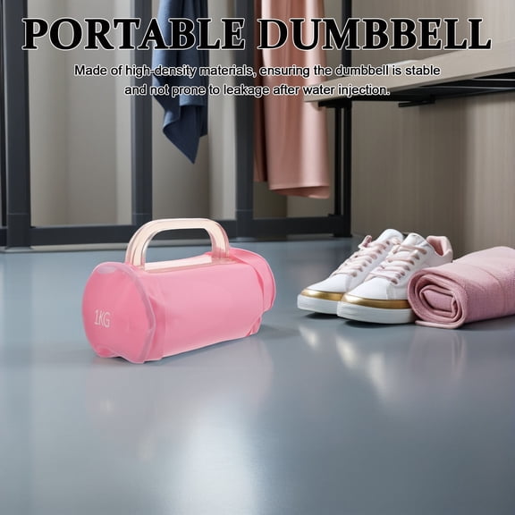 LOLIPPYY 2Pcs Adjustable Water Filled Dumbbells Pink PVC Fitness Weights for Home Gym Full Body Training