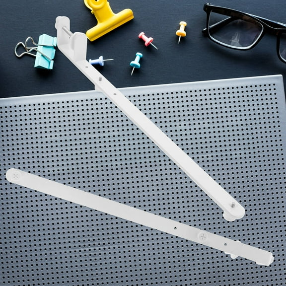 LOLIPPYY 2Pcs Adjustable White Folding Shelf Bracket Over Table Rod Stand for Pegboard Storage and Organization