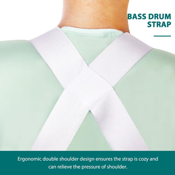 LOLIPPYY 2-Pack Adjustable White Drum Shoulder Straps for Bass and Snare Drum Percussion Instruments, Comfortable and