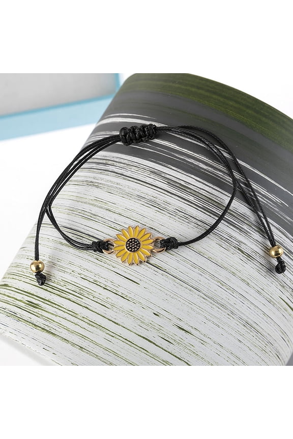 2Pcs Alloy Black Sunflower Bracelet Beautiful Gift for Party and Everyday Decoration