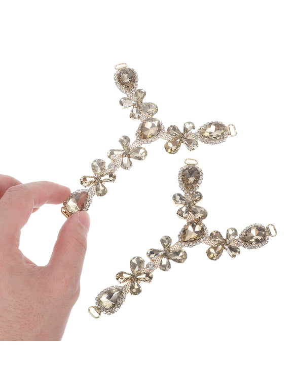 2-Pack Alloy Shoe Chains with Detachable Crystal Rhinestone Pendants Foot Jewelry for Beach Sandals