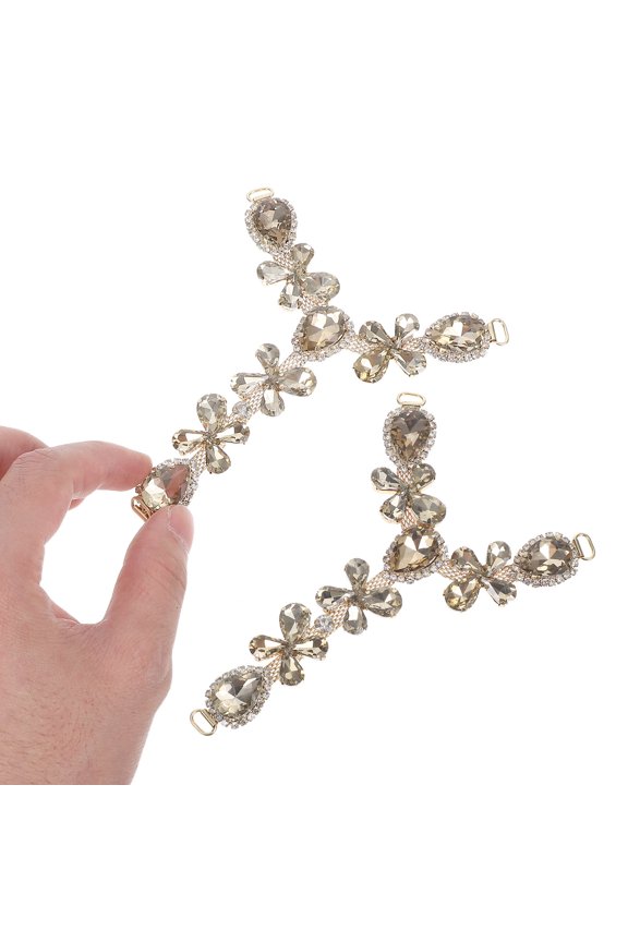 2Pcs Alloy Shoe Chains Pendant Detachable with Crystal Rhinestone Foot Jewelry for Beach Sandals