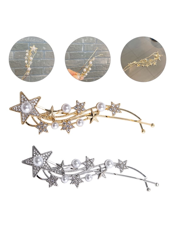 2-Pack Star-Shaped Rhinestone Hair Clips Alloy Barrettes for Party and Everyday Wear