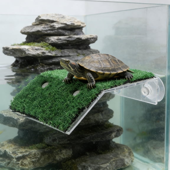 LOLIPPYY 2-Pack Floating Turtle Pool Ramp with Nature-Inspired Lawn Design and Non- for Accessories