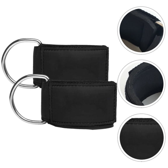LOLIPPYY 2Pcs Ankle Bands for Cable Machine Neoprene Black Gym Cable Attachment for Beginners