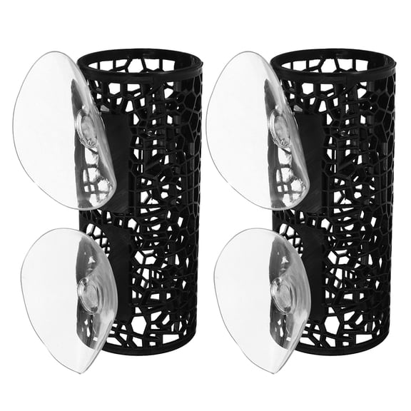LOLIPPYY 2Pcs Aquarium Fish Tunnel Decor with Mesh Structure Black for Betta and Shrimp Tanks