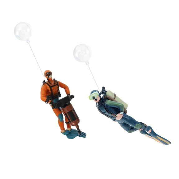 LOLIPPYY 2-Pack Plastic Aquarium Floating Diver Figurines for Fish Decoration and Accessories