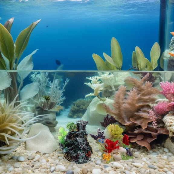 LOLIPPYY 2Pcs Artificial Coral Reef Aquarium Ornament Resin Material Vibrant Assorted Color for Fish Tanks