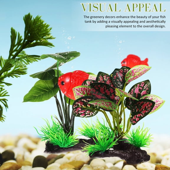 LOLIPPYY 2Pcs Artificial Fish Tank Plants with Tree Trunk for Visual Appeal and Easy Installation