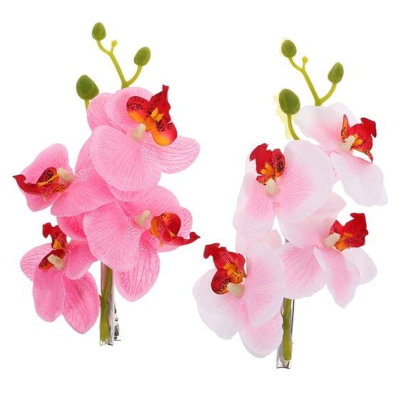 LOLIPPYY 2Pcs Artificial Orchid Flower Hair Barrettes for Wedding Hair Accessories and Parties
