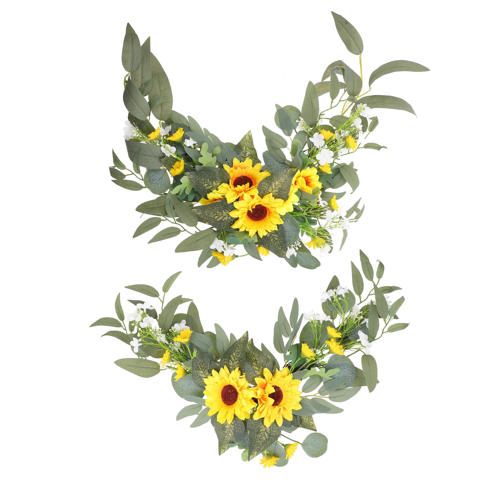 LOLIPPYY 2-Pack Artificial Sunflower Floral Swag for Flower Arrangements, Bouquets, Hair Accessories and Crafts