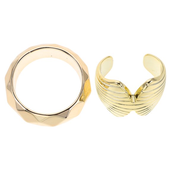 LOLIPPYY Set of 2 Artistic Acrylic Open Bangle Bracelets with Geometric Irregular Design, Stackable Arm Accessories