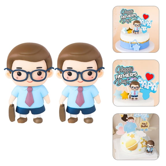 LOLIPPYY 2Pcs Assorted Color Cake Toppers Dad Statue for Party Supplies and Cake Decoration