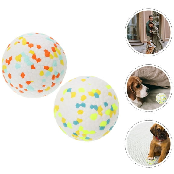 LOLIPPYY 2Pcs Assorted Color Dog Chew Balls High Toughness Puppy Teething Balls Outdoor Indoor