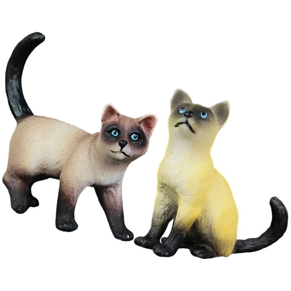 LOLIPPYY 2Pcs Assorted Color Lifelike Plastic Cat Figurines for Craft Bonsai and Room Accents