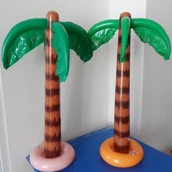 LOLIPPYY 2Pcs Assorted Color PVC Inflatable Coconut Tree and Cactus Decorations for Tropical Event Setup