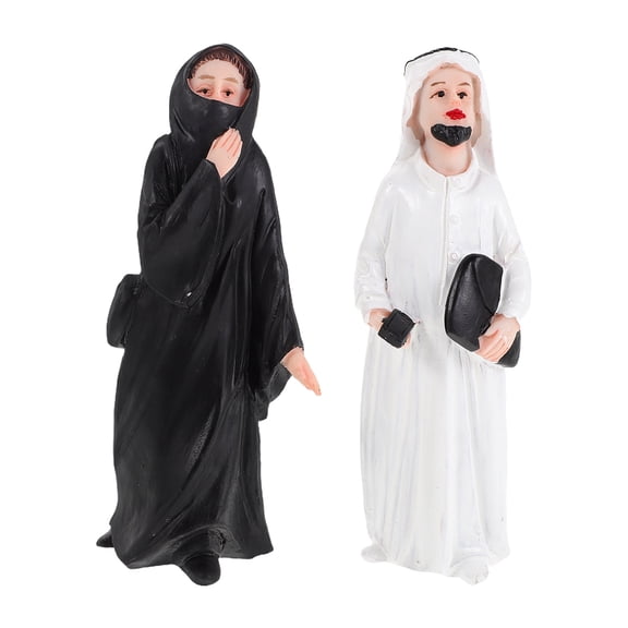LOLIPPYY 2Pcs Assorted Color Resin Arab Couple Figurines Unique Middle Eastern Couple Sculpture Decor