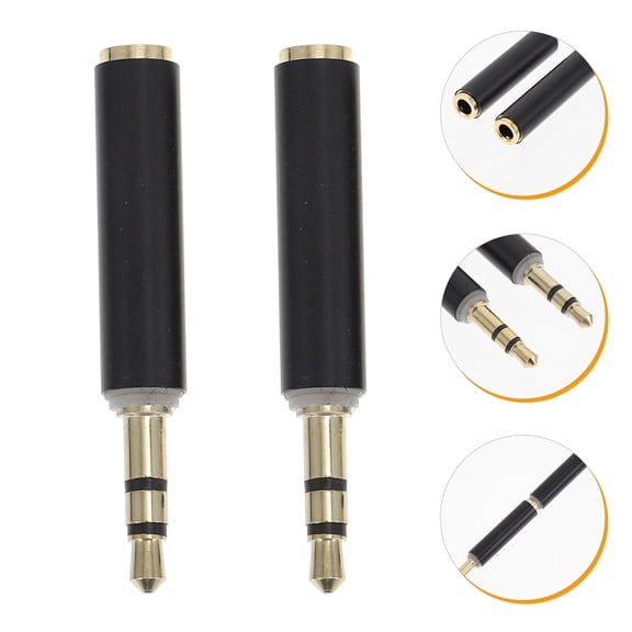 LOLIPPYY 2-Pack Audio Headset Connector Adapter Copper Plug for Phone Camera Black