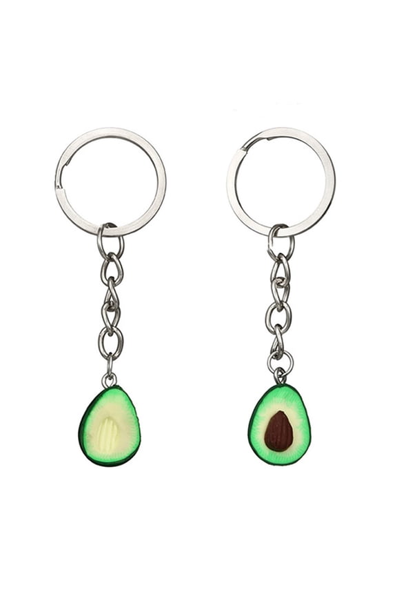 2-Pack Avocado Keychains with Clay Pendants, Assorted Colors, Creative and Stylish Keyring Accessories for Decoration