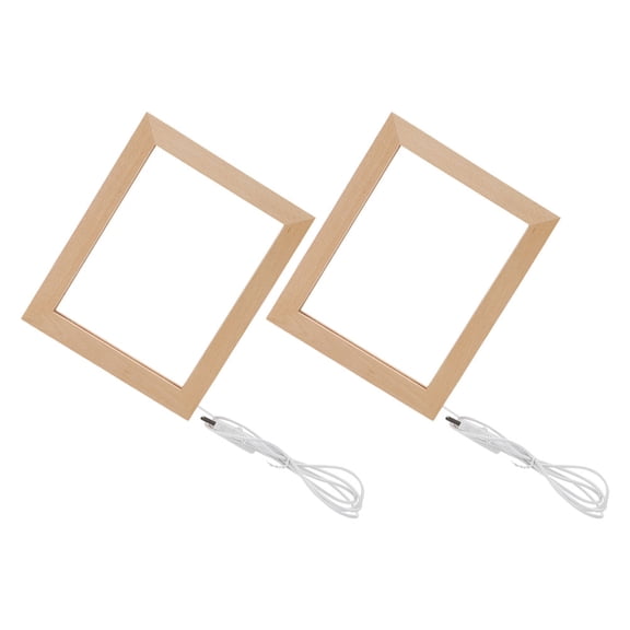 LOLIPPYY 2Pcs Backlit Picture Frame Khaki Wood LED Lighting Minimalist Style for Adults Indoor Use