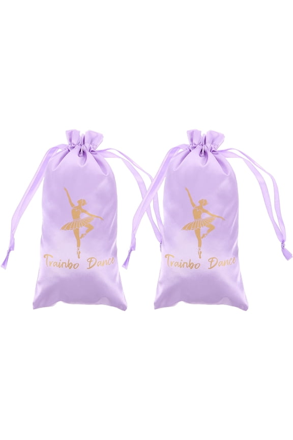 2-Pack Ballet Shoe Bags with Drawstring Closure, Polyester Dance Shoe Pouches for Travel and Storage