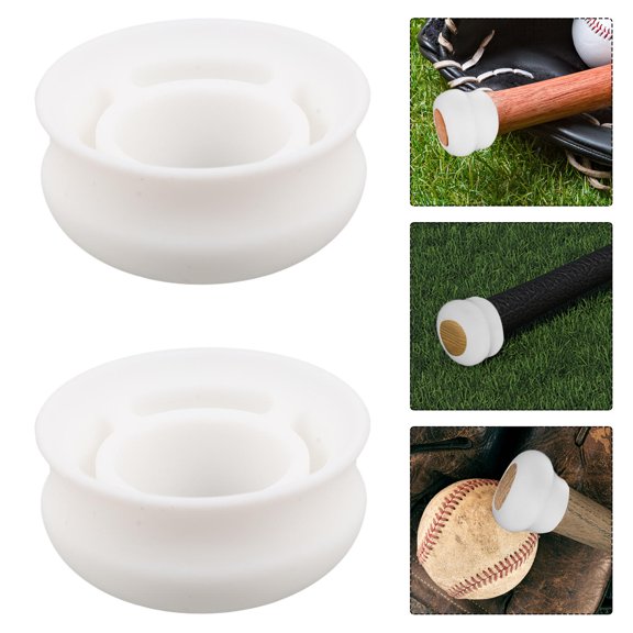 LOLIPPYY 2Pcs Baseball Bat Knob Cover Choke Up Rings for Balanced Swing and Secure Grip White
