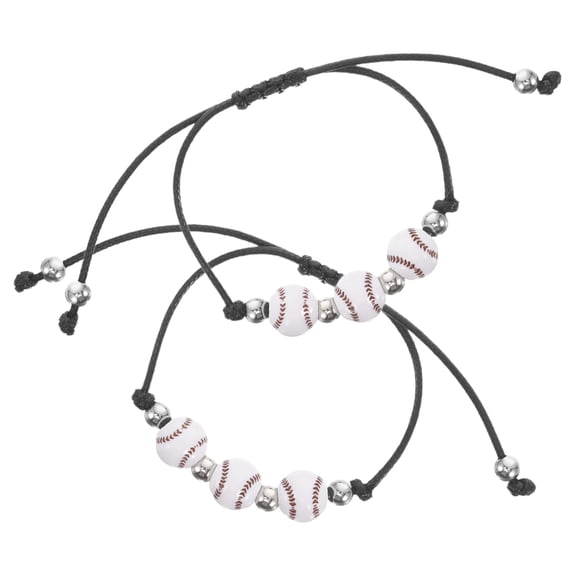 LOLIPPYY 2-Pack Adjustable Baseball Bracelets with Colorful Sports Charms, Perfect Party Favors for