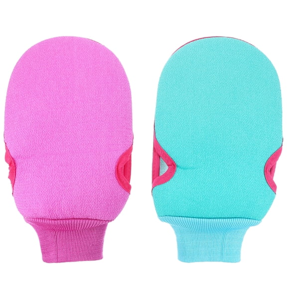 LOLIPPYY 2Pcs Bath Exfoliating Gloves with Rich Bubble Foam Feature Assorted Colors for Shower