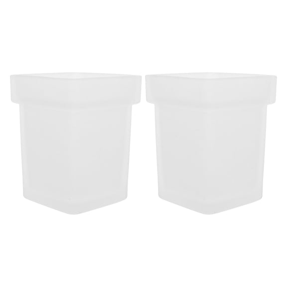 LOLIPPYY 2Pcs Bathroom Toilet Brush Holder Transparent Glass Cup Square Base for Cleaning
