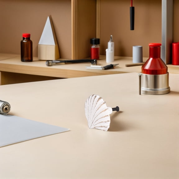 LOLIPPYY 2Pcs Beach Theme White Seashell Drawer Handles Decorative Wardrobe Pulls