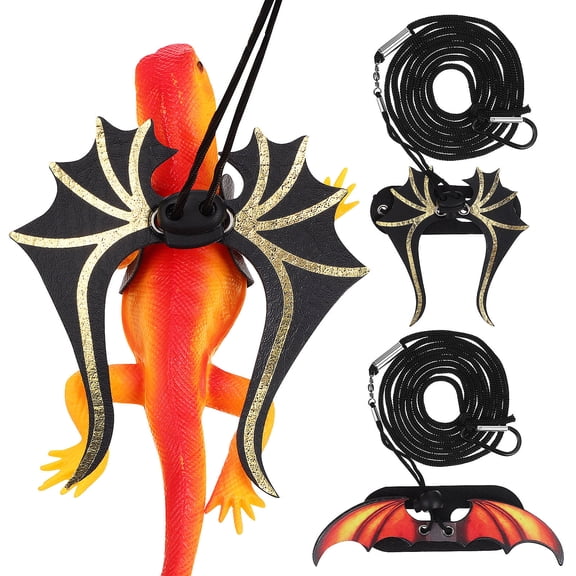 LOLIPPYY 2Pcs Bearded Dragon Leashes Adjustable PU Harness Outdoor Reptile Supplies