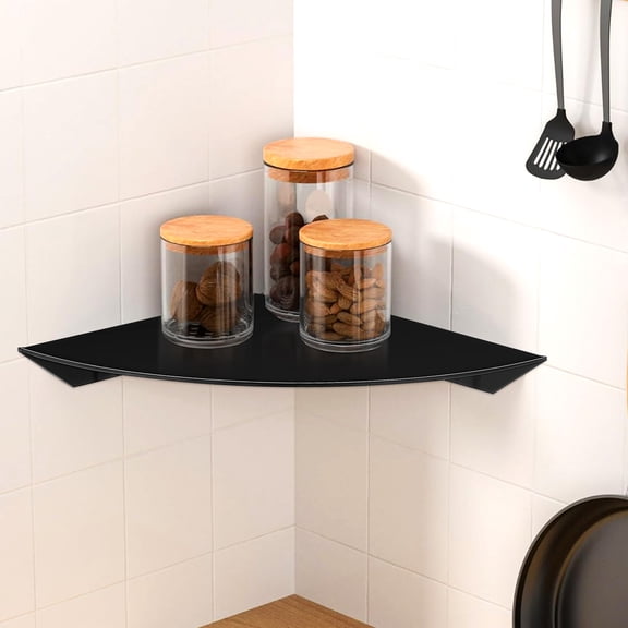 LOLIPPYY Black Acrylic Bathroom Shelf Organizer Stylish Wall Mounted Rack 2Pcs