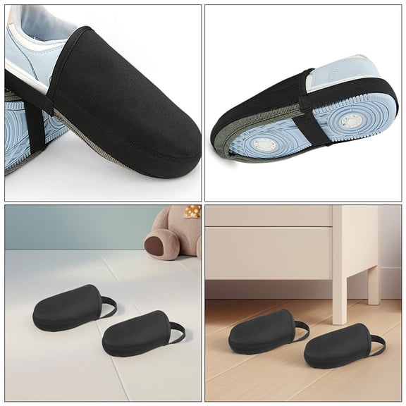 LOLIPPYY 2Pcs Black Breathable Thermal Cycling Shoe Toe Covers Windproof Half Sleeve with Antislip Bottom
