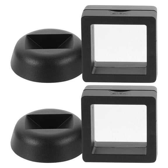 LOLIPPYY 2Pcs Black Coins Display Holder with Pe Material Floating Frame for Medallions and Chips