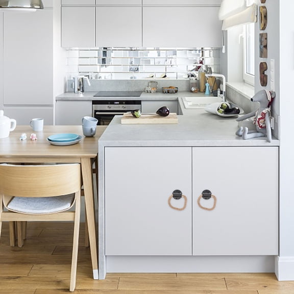 LOLIPPYY 2Pcs Black Cupboard Handles Rope and Iron Material Stylish Retro Door Pulls