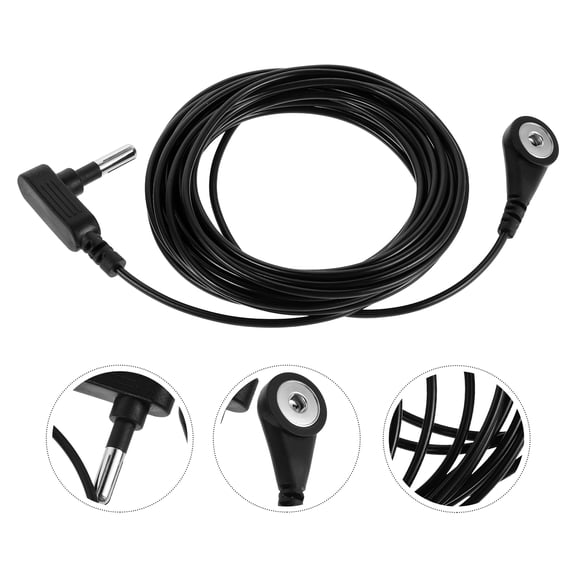 LOLIPPYY 2Pcs Black Esd Ground Cable for Home Effective Static Elimination and Durable Grounding Cord