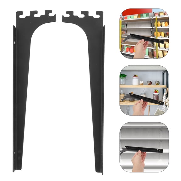 LOLIPPYY 2Pcs Black Metal Floating Shelf Brackets Iron Wall Shelf Support Heavy Duty Adjustable Design
